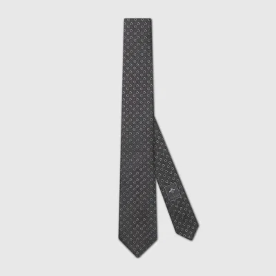 Gucci Horsebit Silk Jacquard Tie In Black