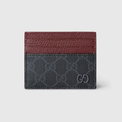 Gucci Gg Card Case With Gg Detail In Burgundy