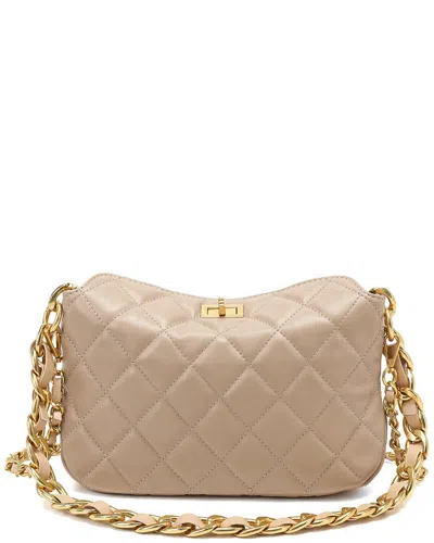 Tiffany & Fred Paris Quilted Leather Shoulder Bag In Beige