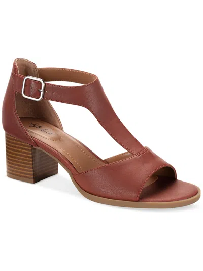 Style & Co Kendaall Womens Faux Leather Open Toe T-strap Sandals In Brown