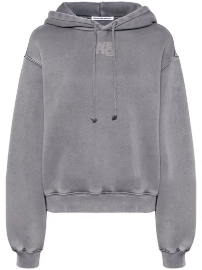Alexander Wang Essential Terry Hoodie With Puff Paint Logo Clothing In 037a Acid Fog