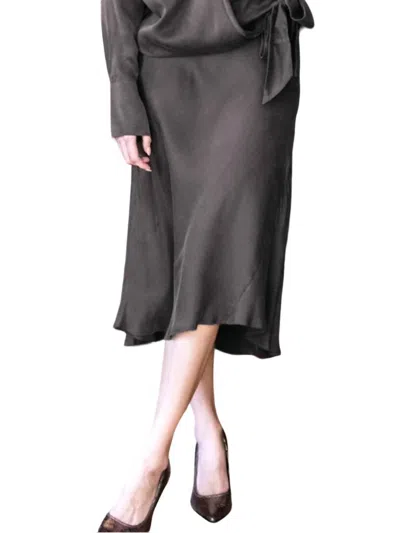 Go By Go Silk Luxe Bias Skirt In Charcoal In Pink