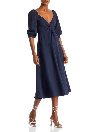Cinq À Sept Kristine Womens Knot-front Polyester Midi Dress In Blue