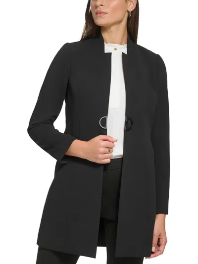 Dkny Petites Womens Polyester One-button Blazer In Black