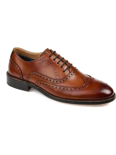 Thomas & Vine Franklin Mens Leather Perforated Oxfords In Brown