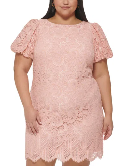 Jessica Howard Plus Womens Lace Mini Cocktail And Party Dress In Pink