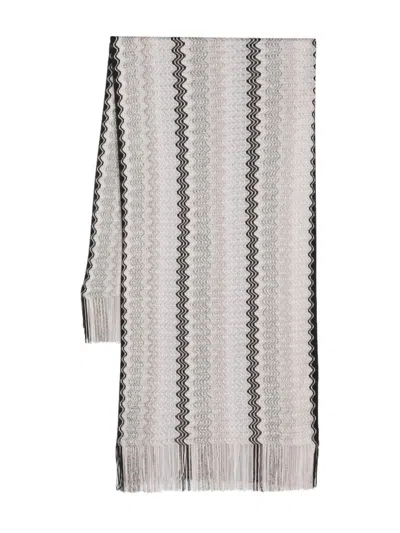 Missoni Zig-zag Stole With Bangs Accessories In Grey