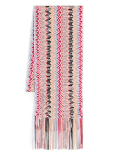 Missoni Zig-zag Scarf With Bangs Accessories In Pink & Purple