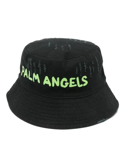 Palm Angels Seasonal Logo Bucket Hat Accessories In Black