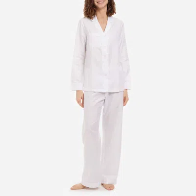 Derek Rose Cotton Long Pajama Set In White
