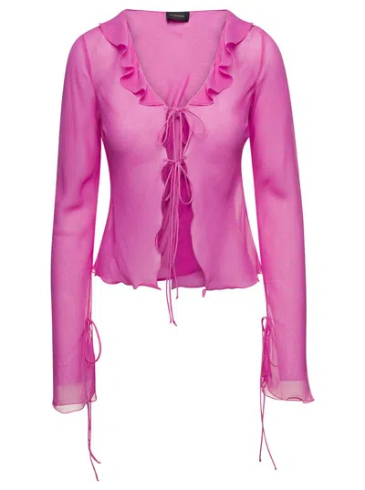 The Andamane Mia Ruffle Blouse Georgette In Pink