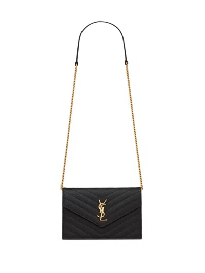 Saint Laurent Envelope Clutch  With Chain Bags In Black