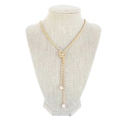 Virtue Knotted Necklace W/ Mini Pearls In Gold