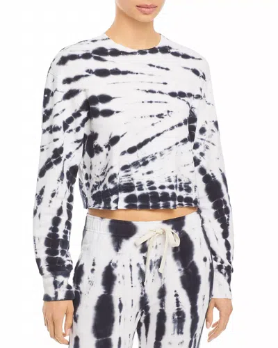 Monrow Tie Dyed Cropped Sweatshirt In Faded Black