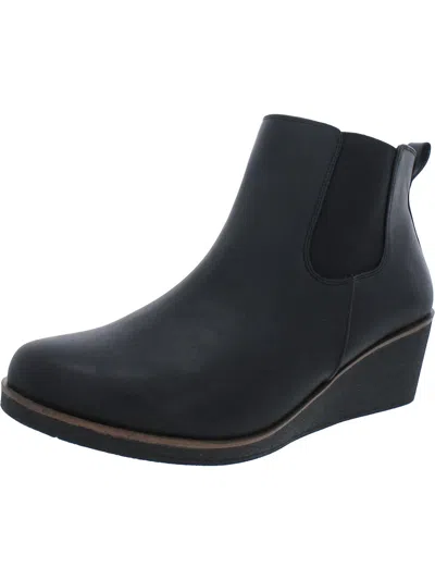 Aerosoles Branda Womens Faux Leather Comfort Wedge Boots In Black