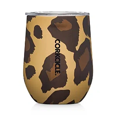 Corkcicle Stainless Steel Stemless Wine Cup In Leopard