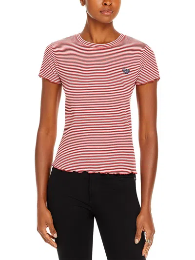 Maison Labiche Womens Short Sleeve Logo Pullover Top In Red