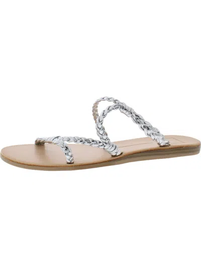 Dolce Vita Dion Womens Braided Slip On Strappy Sandals In Silver