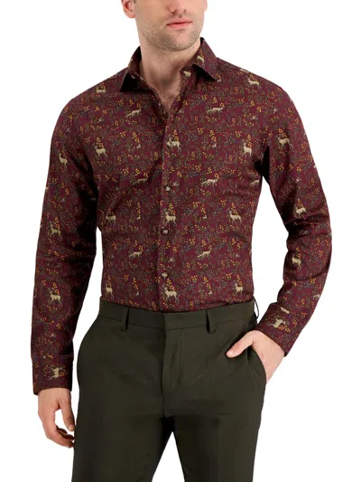 Bar Iii Mens Cotton Button-down Shirt In Red