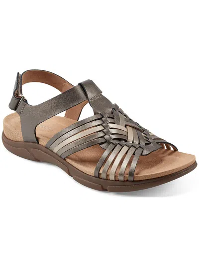 Easy Spirit Mave Womens Leather Strappy Slingback Sandals In Grey