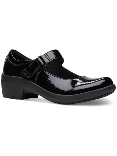 Clarks Womens Patent Slip Resistant Mary Janes In Black
