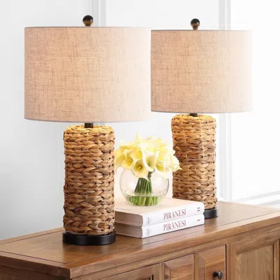 Jonathan Y Elicia 25" Sea Grass Led Table Lamp (set Of 2) In Animal Print