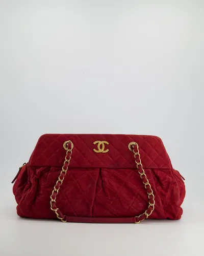 Pre-owned Chanel Burgundy Mademoiselle Shoulder Bag In Nubuck Leather And Gold Hardware In Red