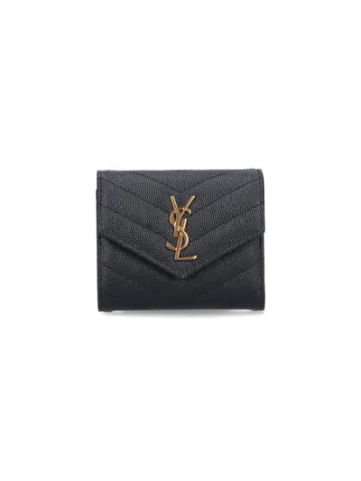 Saint Laurent 'cassandre' Mutli-fold Wallet In Black  