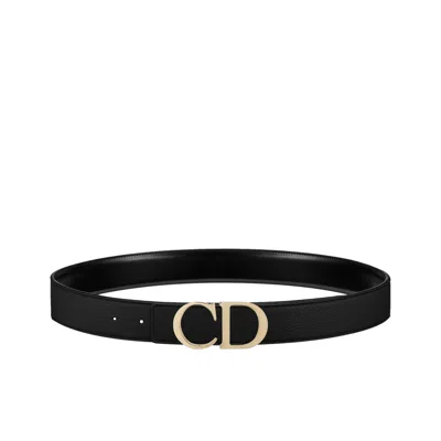 Dior Grained Calfskin Reversible Belt In Black