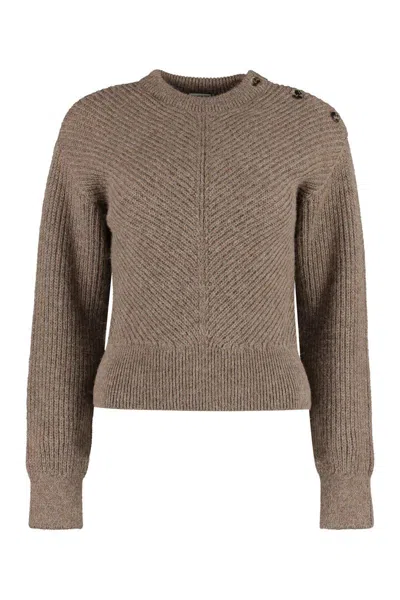 Bottega Veneta Long Sleeve Crew-neck Sweater In Brown