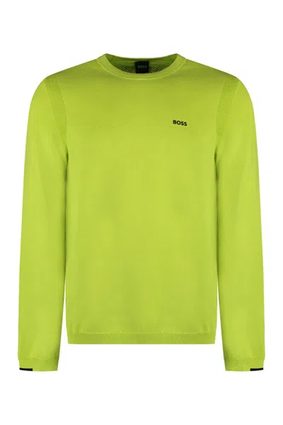 Hugo Boss Boss Cotton Crew-neck Sweater In Green