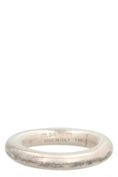 Jil Sander Gold Plated Metal Ring In Silver