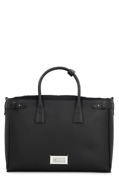 Maison Margiela 5ac Pebbled Leather Tote In Black