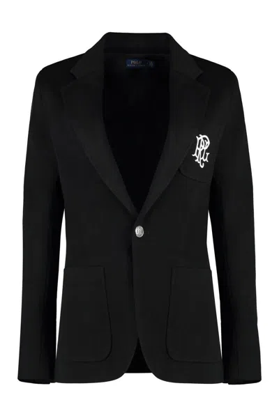 Polo Ralph Lauren Knitted Cotton Blazer In Black