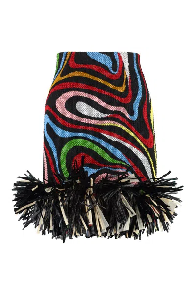 Pucci Fringed Skirt In Multicolor