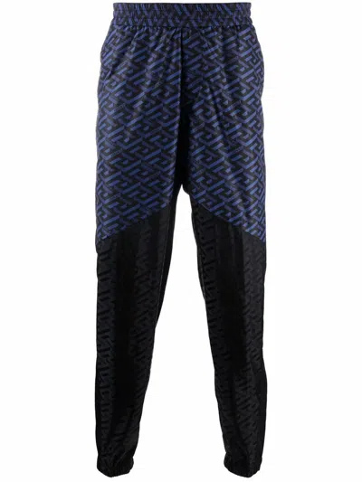Versace Sports Trousers With Print In Blue