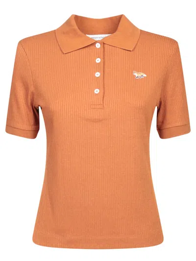 Maison Kitsuné Bold Fox Head Rust Polo Shirt In Brown