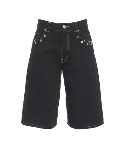 Pinko Xmen Denim Shorts In Black