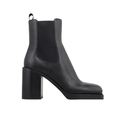 Prada Brushed-leather 85mm Leather Boots In Black