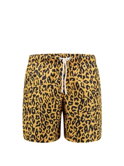 Palm Angels Straight-leg Mid-length Cheetah-print Swim Shorts In Yellow