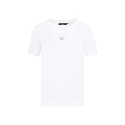 Dolce & Gabbana Essential White Cotton T-shirt In W Bianco Ottico