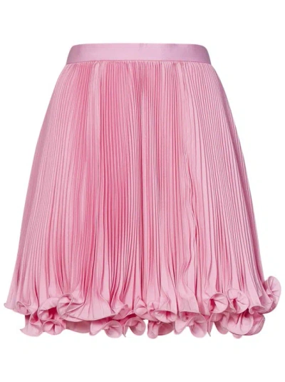 Balmain Pleated Light Crepe Mini Skirt In Pink