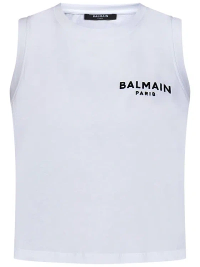 Balmain Flocked Tank Top Clothing In White