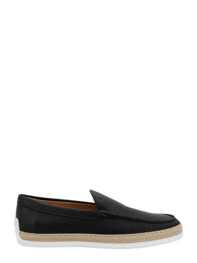 Tod's Leather Loafer With Egraved Monogram In Black