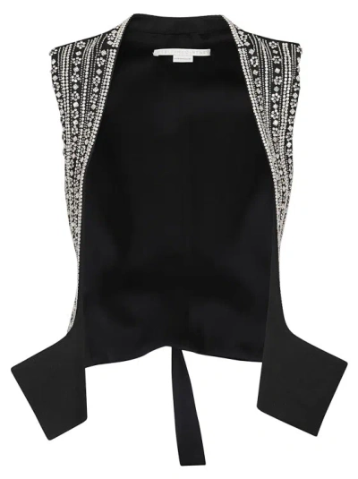 Stella Mccartney Crystal-embellished Wool-twill Vest In Black
