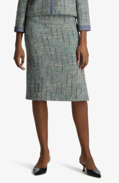 St John Lurex Tweed Skirt In Slate Multi