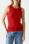 Michael Stars Halley Ribbed Tank With Ruching In Wat