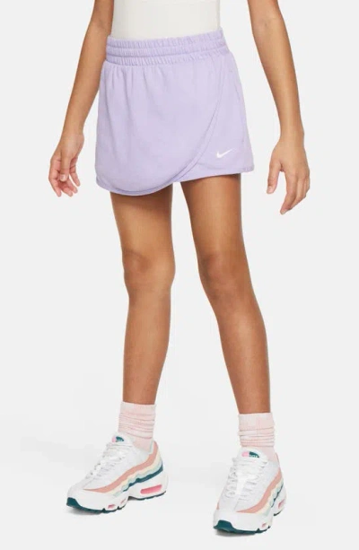 Nike Kids' Big Girls Breezy Mid-rise Skort With Brief Liner In Hydrangeas,white