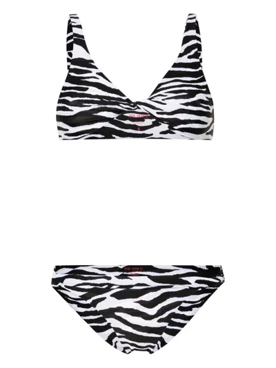 Attico Twist-detailing Zebra-print Bikini In White