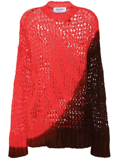 Attico Red Crochet Dyed Sweater
